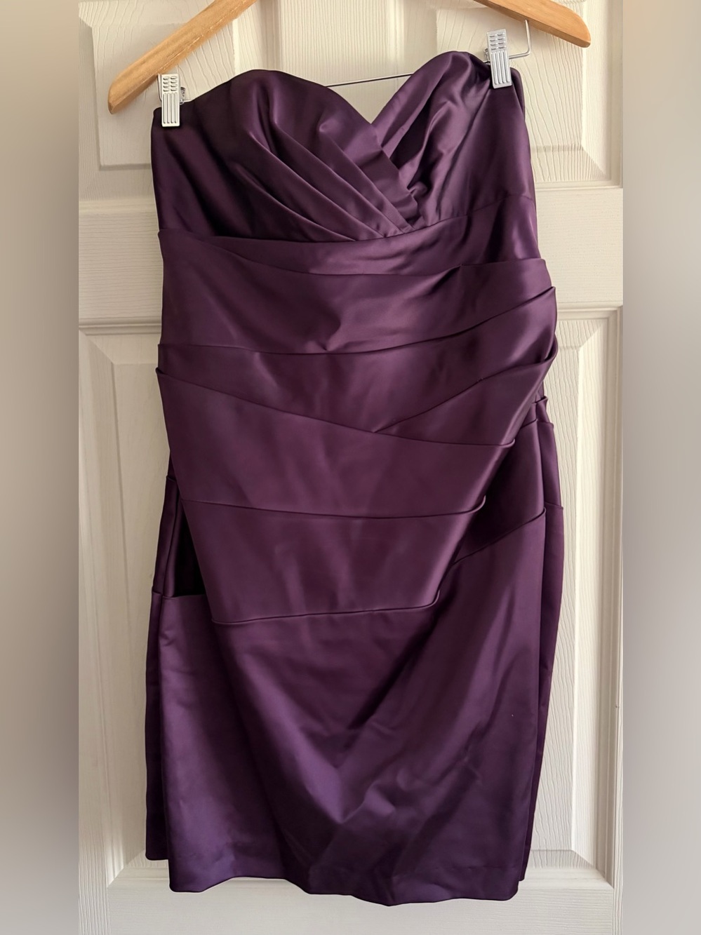 David's Bridal Plum Ruched Strapless Dress- Elegant Women's Occasion Dress Sz 14